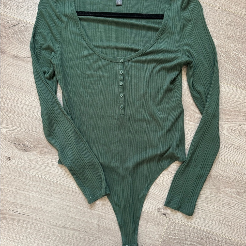 Banana Republic Ribbed Henley Thong Bodysuit